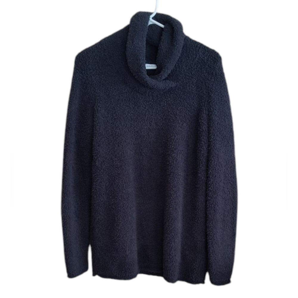 Pure Jill Cozy Gray Fuzzy Soft Stretch Cowl Neck Pullover Sweater Size S/M?